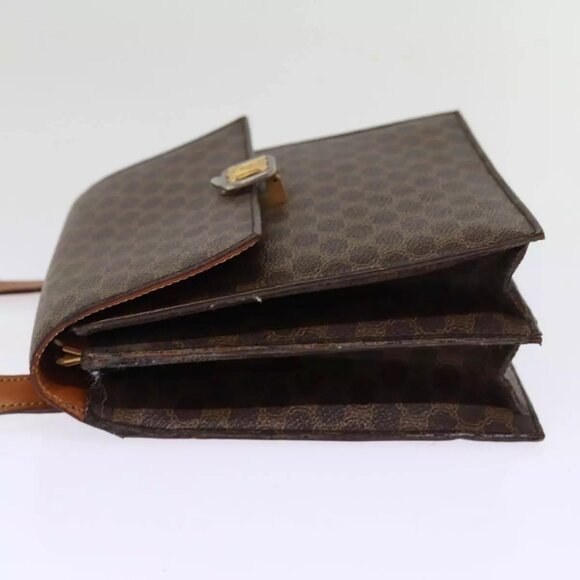 CELINE Macadam Canvas Shoulder Bag PVC Leather Brown Auth - Picture 4 of 16